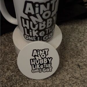 Black and White Mug with Coaster Set